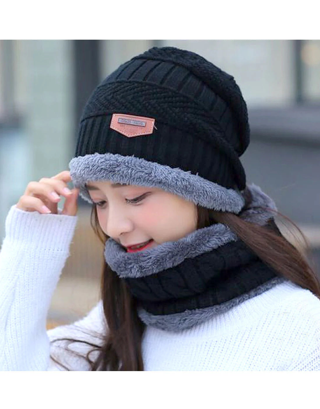 wool cap with neck warmer